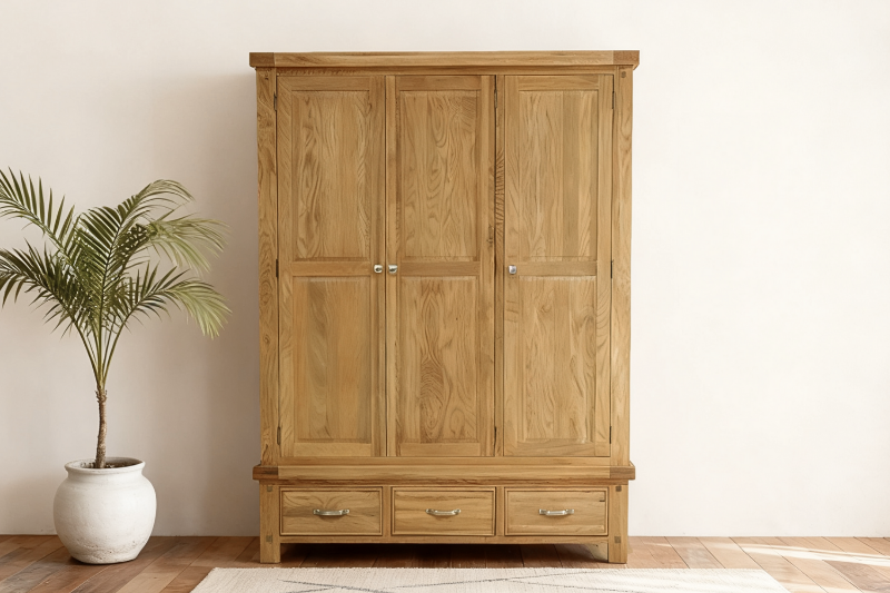 Picture of WESTMINSTER Solid Oak 3-Door and 3-Drawer Wardrobe 