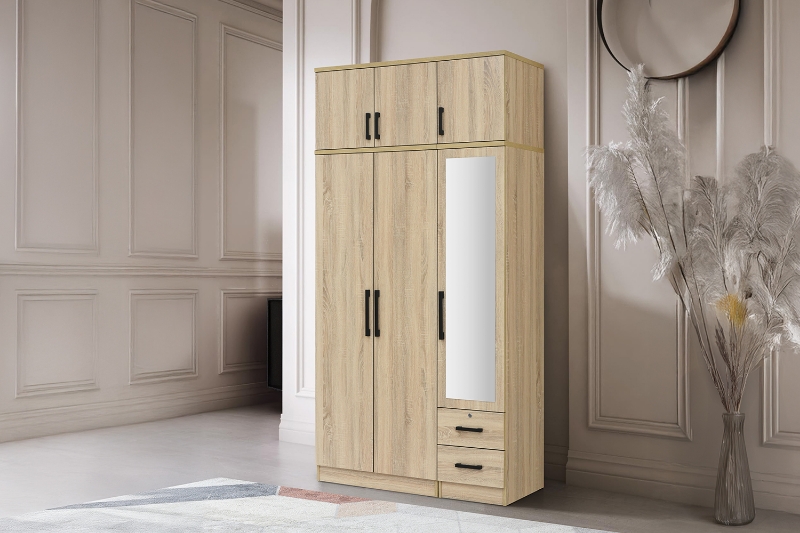 Picture of BESTA Wall Solution Modular Wardrobe - 3-Door Wardrobe with Top Unit