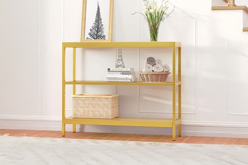 Picture of JOSEF 35.5" Tempered Glass Console Table with 3 Tiers (Golden)