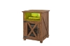Picture of TOVIA 1-Door Bedside Table/Side Table with LED Light & AC Outlets & USB & Type-C Charging Ports (Brown)