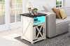 Picture of TOVIA 1-Door Bedside Table/Side Table with LED Light & AC Outlets & USB & Type-C Charging Ports (Off White)