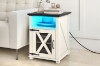 Picture of TOVIA 1-Door Bedside Table/Side Table with LED Light & AC Outlets & USB & Type-C Charging Ports (Off White)