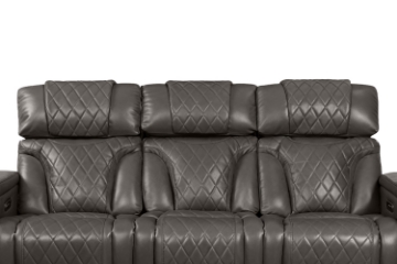 Picture of CALVIA Duo Motor Zero Gravity Adjustable Headrest Reclining Sofa Range (Grey) - Sofa with USB Port & LED Lighting + Cup Holders & Reading Lights (3RRC)