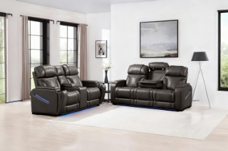 Picture of CALVIA Duo Motor Zero Gravity Adjustable Headrest Reclining Sofa Range (Grey) - Loveseat + Sofa Set