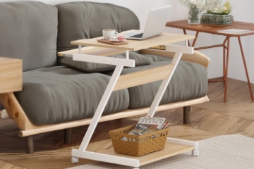 Picture of MOBELLA Z-Type Laptop Desk with Wheels (Oak & White) 