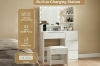 Picture of JOANNA Dressing Table with LED Bulb Mirror / Power Station and Stool (White)