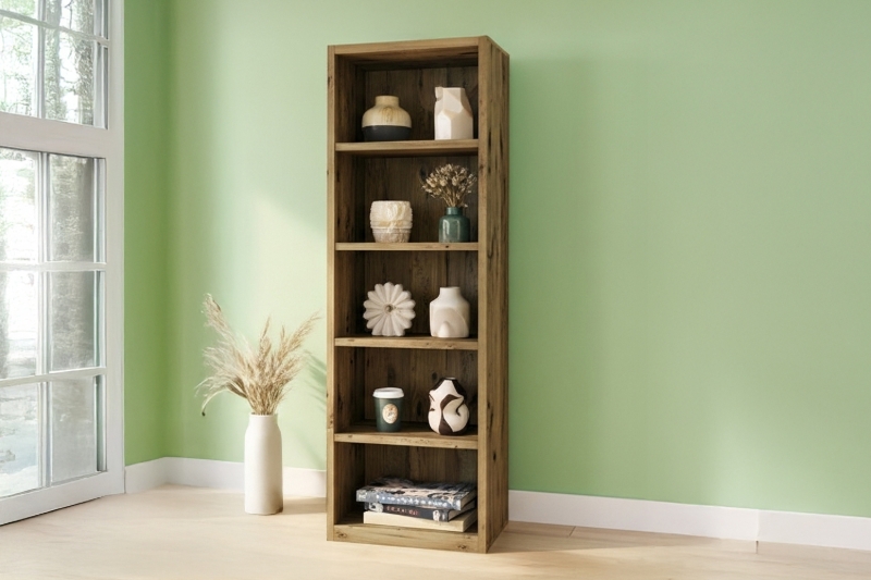 Picture of TIMBERA 5-Tier Solid Reclaimed Pine Wood Bookshelf (35.5"x94.5")