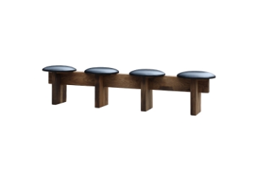 Picture of TIMBERA Solid Reclaimed Oak Wood Frame Dining Bench with Genuine Leather Seats (89.5"×19.5")