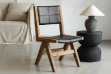 Picture of TIMBERA Solid Reclaimed Pine Wood Frame Dining Chair with Genuine Leather Seat and Backrest