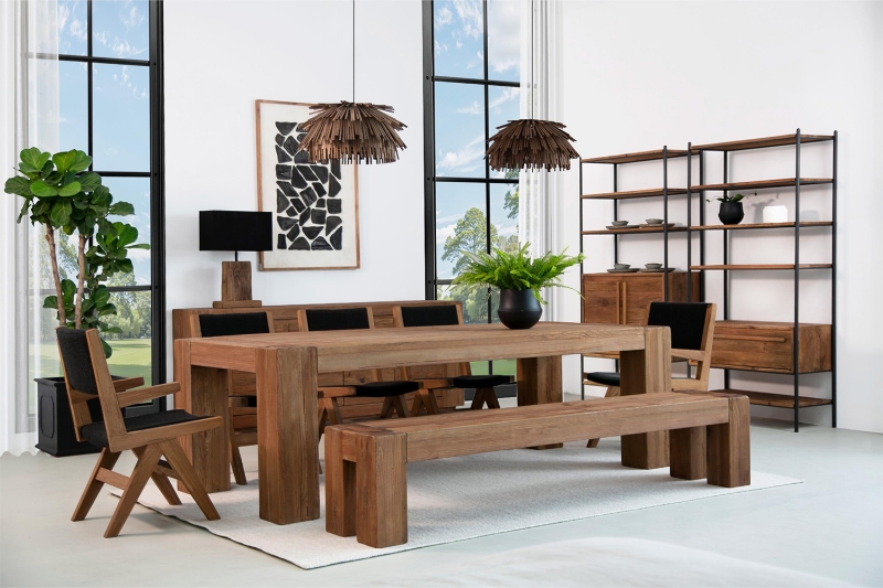 Picture of NORDWOOD 106.5" 7PC Solid Reclaimed Wood Dining Set 