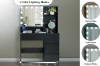Picture of JOANNA Dressing Table with LED Bulb Mirror / Power Station and Stool (Black)