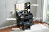 Picture of JOANNA Dressing Table with LED Bulb Mirror/Power Station with Stool (Black)