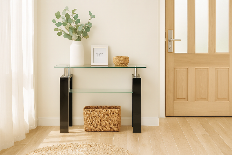 Picture of HORIZON Glass Console Table with High Gloss (Black)
