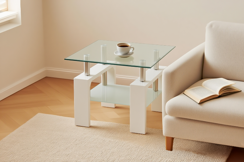 Picture of HORIZON Glass Side Table (White)