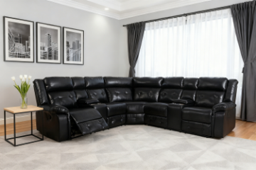 Picture of COBALT Reclining Sectional Sofa (Black) - Manual Recliner