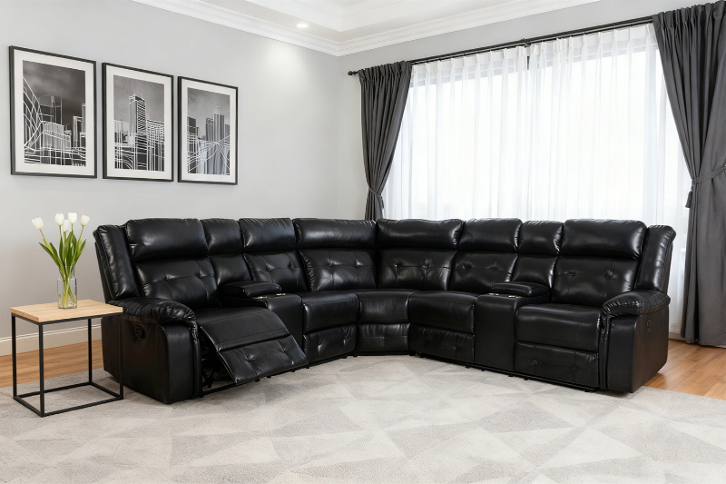 Picture of COBALT Reclining Sectional Sofa (Black) - Manual Recliner