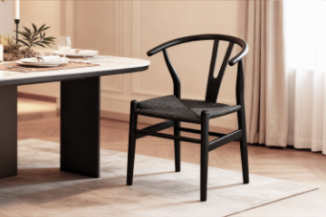 Picture of WISHBONE Solid Beech Y Replica Chair (Black) - 23"×21.5"×29"