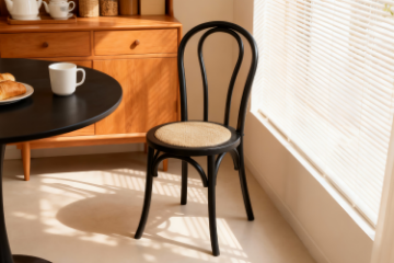 Picture of RAYMON Solid Beech Wood Dining Chair with Rattan Seat (Black)