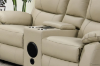 Picture of KEATON Leather Power Reclining Loveseat Sofa with Console & Bluetooth Speaker (Latte)