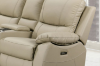 Picture of KEATON Leather Power Reclining 2RRC Loveseat Sofa with Console & Bluetooth Speaker (Latte)