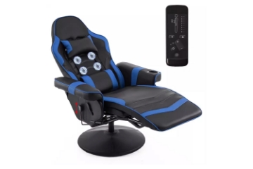 Picture of ZESTIE 360° Swivel Adjustable Height Massage Gaming Recliner Chair with Cupholder and Side Pocket (Blue & Black)