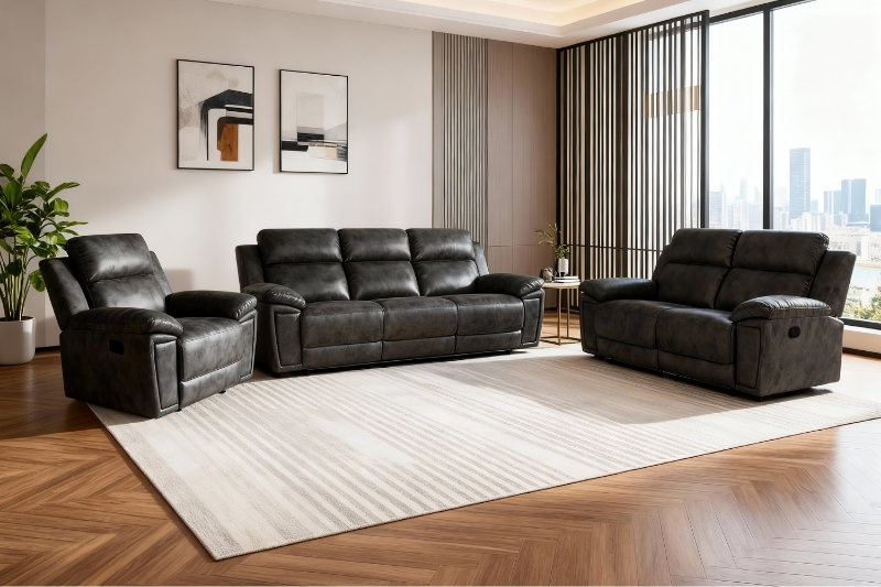 Picture of MARDON Manual Reclining Sofa Range (Dark Grey) - Armchair + Loveseat + Sofa Set