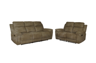 Picture of MARDON Manual Reclining Sofa Range (Light Brown) - Loveseat + Sofa Set