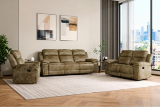 Picture of MARDON Manual Reclining Sofa Range (Light Brown) - Armchair + Loveseat + Sofa Set