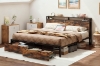 Picture of CASPIAN Platform Bed Frame with Storage Headboard, Drawers and Charging Station in Queen Size 