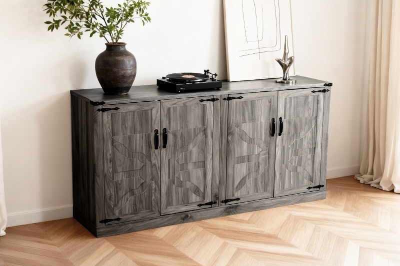 Picture of DORN 4-Door Storage Cabinet with Shelves (Grey)