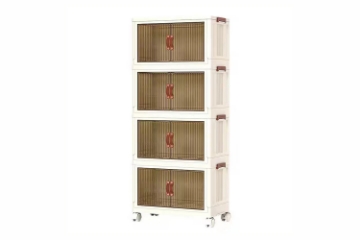 Picture of BONZY 4-Tier Foldable Utility Cart Storage Cabinet with Wheels