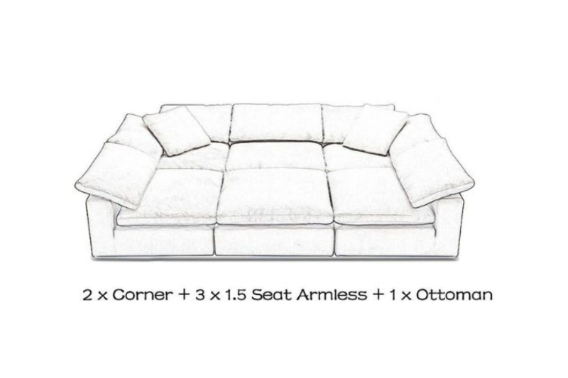 Picture of FEATHERSTONE Feather-Filled Modular Sofa Set  - (2x) Corner + (3x) 1.5 Seat Armless + (1x) Ottoman