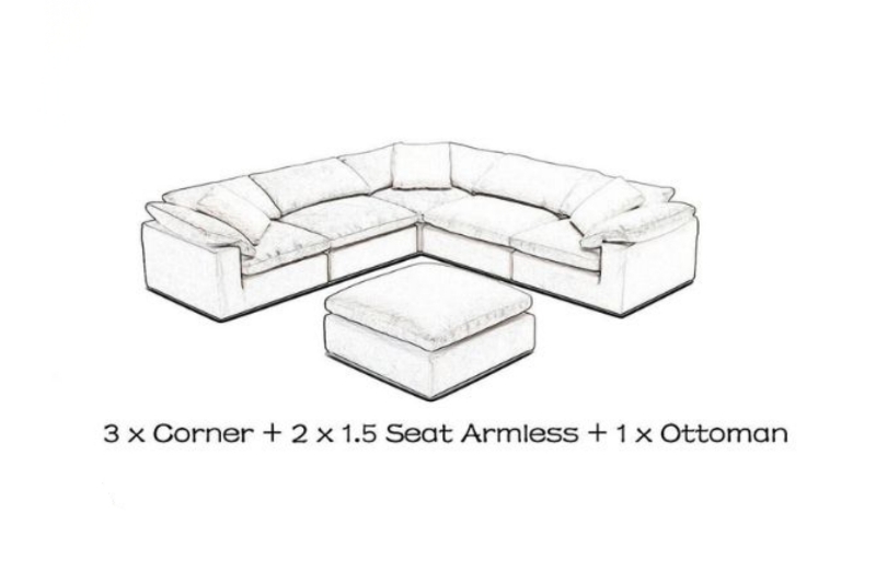 Picture of FEATHERSTONE Feather-Filled Modular Sofa Set  - (3x) Corner + (2x) 1.5 Seat Armless + (1x) Ottoman