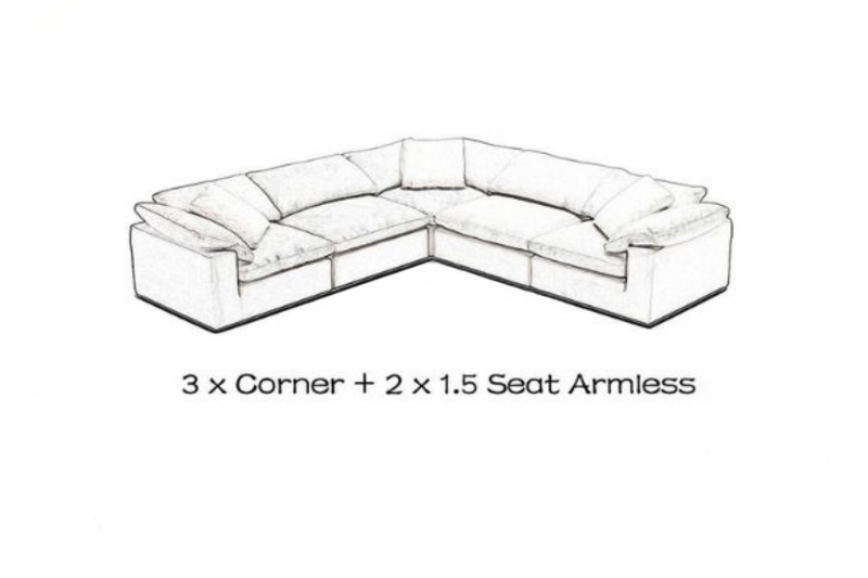 Picture of FEATHERSTONE Feather-Filled Modular Sofa Set  - (3x) Corner + (2x) 1.5 Seat Armless 