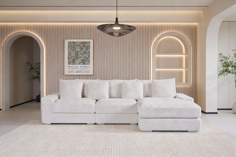 Picture of WINSTON Premium Fabric Modular Sectional Sofa (Beige) -  Chaise Facing Right (3PC Set)