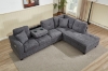 Picture of NEBULA Pro Chenille Fabric Sectional Sofa with Storage Ottoman & Drop-Down Console & USB & Type-C Port (Dark Grey)