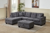 Picture of NEBULA Pro Chenille Fabric Sectional Sofa with Storage Ottoman & Drop-Down Console & USB & Type-C Port (Dark Grey)