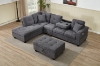 Picture of NEBULA Pro Chenille Fabric Sectional Sofa with Storage Ottoman (Dark Grey) - Chaise Facing Left