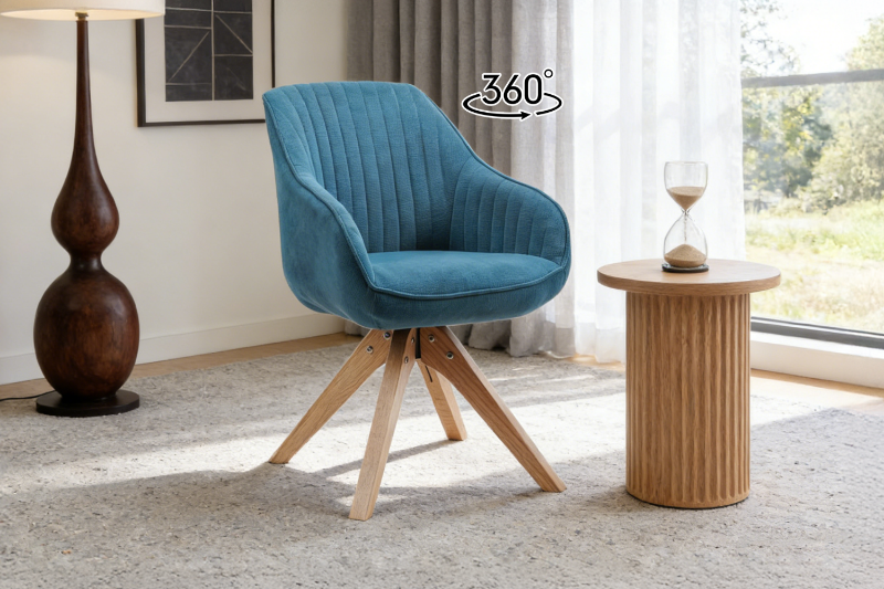 Picture of VENETIAN 360° Swivel Fabric Arm Chair (Blue)