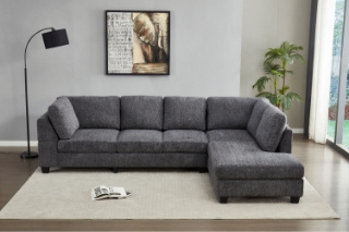Picture of LIBERTY Premium Chenille Fabric Sectional Sofa (Dark Grey) - Chaise Facing Right