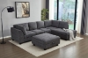 Picture of LIBERTY Premium Chenille Fabric Sectional Sofa (Dark Grey) - Chaise Facing Right with Storage Ottoman