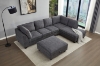 Picture of LIBERTY Premium Chenille Fabric Sectional Sofa (Dark Grey) - Chaise Facing Right with Storage Ottoman