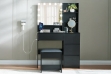 Picture of JOANNA Dressing Table with LED Bulb Mirror/Power Station and Stool (Black)