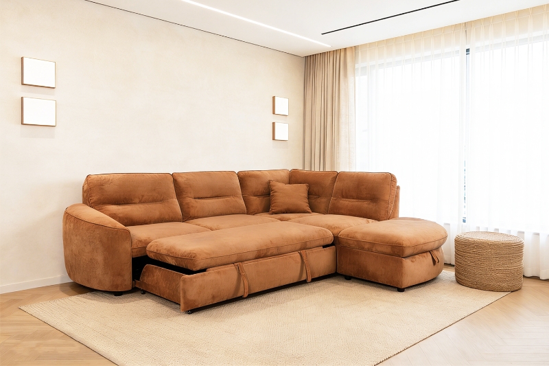 Picture of MIRELLA Sectional Sofa/Sofa Bed with Storage Ottoman - Chaise Facing Right
