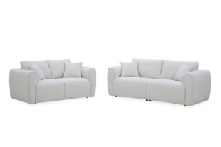 Picture of RIVANO 3/2 Seater Fabric Sofa Range (Off-White) - Loveseat + Sofa Set