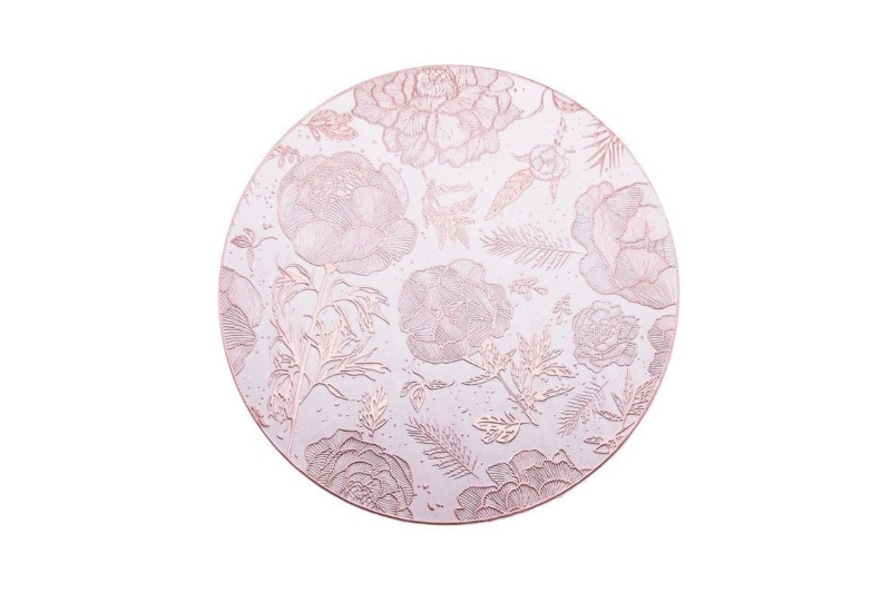 Picture of 371-008 Pink Peony Placemat with White Base 15"