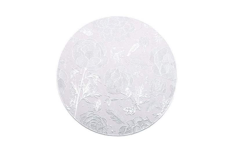 Picture of 371-007 Silver Peony Placemat with White Base 15"