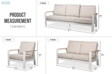 Picture of BONDI 6PC Aluminium Outdoor Lounge Sofa Set (White)