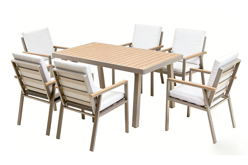 Picture of BONDI 7PC Aluminium Outdoor Lounge Set/Dining Set (Off White)