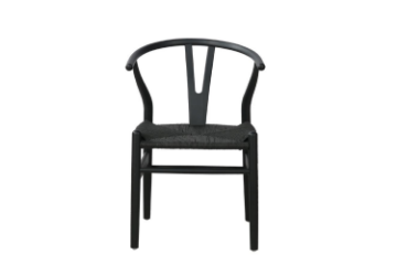 Picture of WISHBONE Solid Wood Y Replica Chair (Black Frame-Black Seat) - 21"×19.5"×31" 